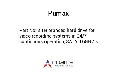 3 TB branded hard drive for video recording systems in 24/7 continuous operation, SATA II 6GB / s